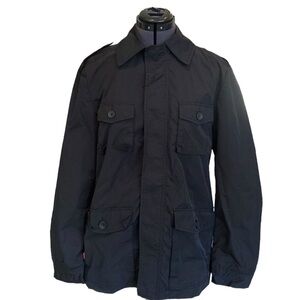 Sisley Black Windbreaker Size L Long Sleeve 4 Pockets Closing Zip/Buttons